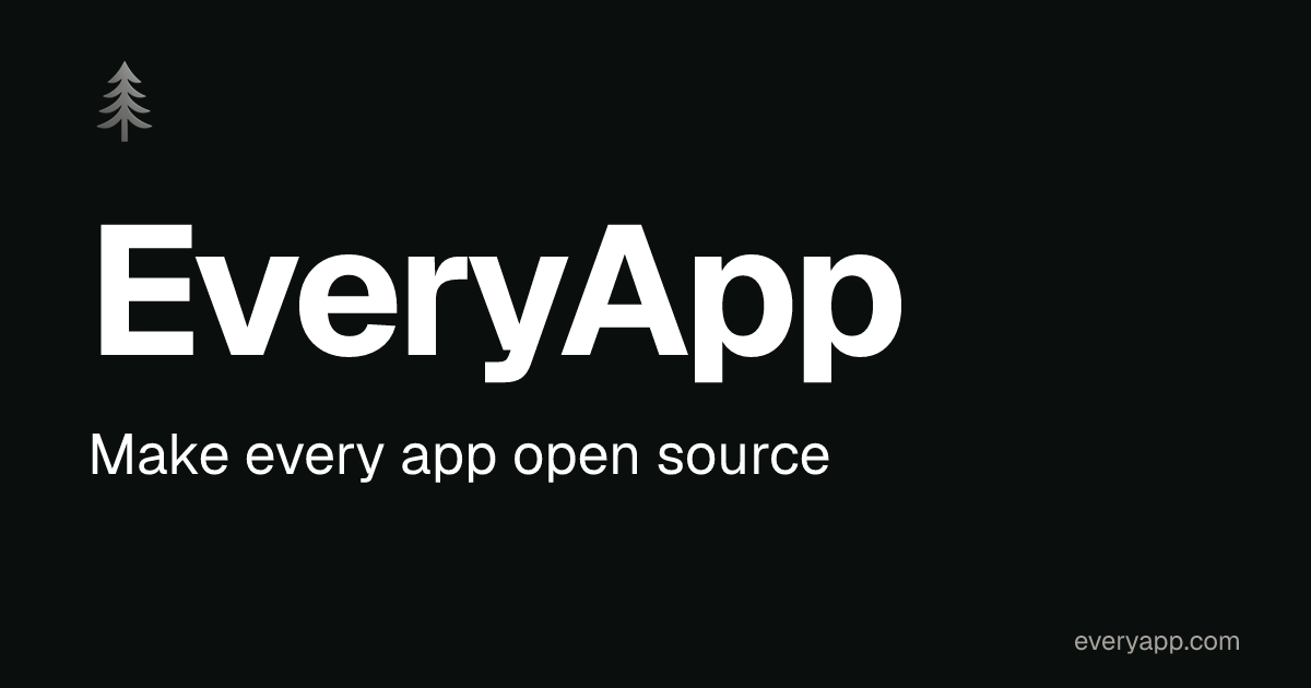 EveryApp site card with the words "Make every app open source"